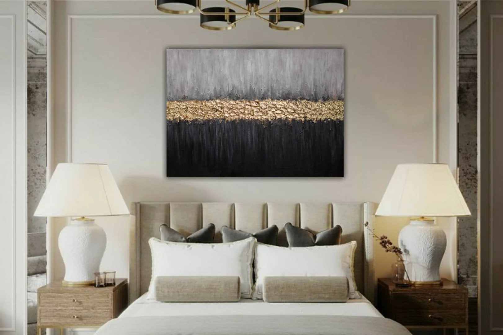 Gold Original Leaf Contemporary Abstract Canvas Artwork ZCL20